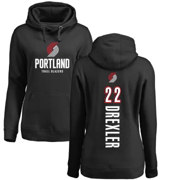 Clyde Drexler Women's Portland Trail Blazers Branded Backer Pullover Hoodie Black