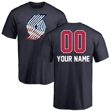 Custom Men's Portland Trail Blazers Branded Name and Number Banner Wave T-Shirt Navy